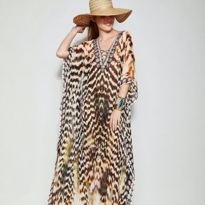 NWT Feather Silk Kaftan/Dress